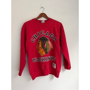 Vintage Chicago Blackhawks Nutmeg Mills Red Sweatshirt Mens Medium NHL 90s USA
